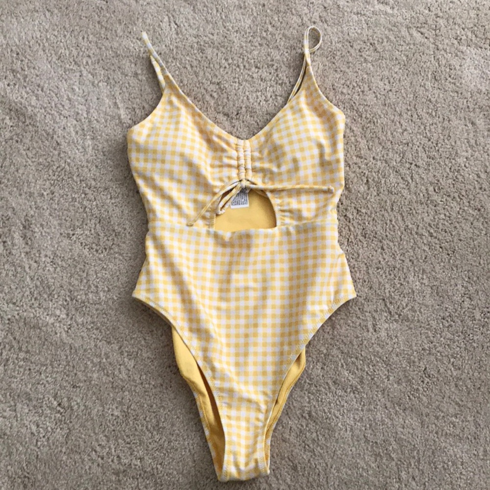 Forever 21 Yellow and White Bathing Suit